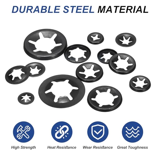MECCANIXITY 220Pcs Internal Tooth Lock Washers, M12 ID 25mm OD Star Locking Washer Quick Speed Retaining Clips Fasteners for Machinery, Automobile, Industrial Use, Flat Edge M12x25mm 220
