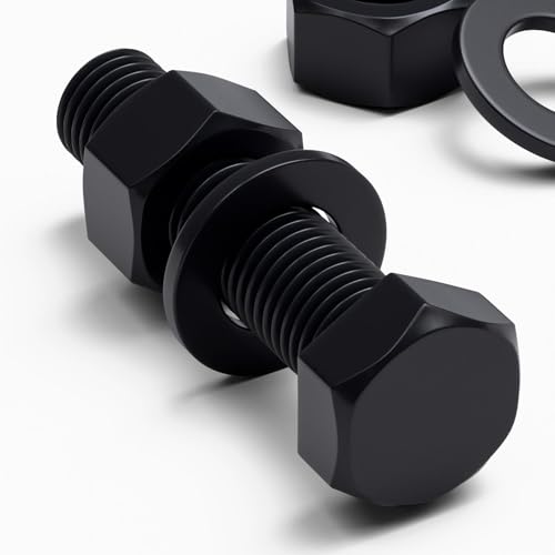 3X Black Nylon Hex Head Plastic Screws & Bolts M24 x 100mm, Nuts & Washers