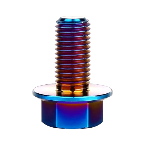 Titanium Bolt M10 1.25 Pitch Flange Hex Screw Burnt Blue, M10x20mm