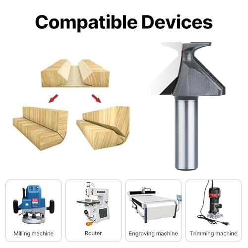 HUHAO 1/2" Shank R18 Arc Bending Router Bit, Carbide Chamfer Router bit, Arc Bending Integrated Seamless Knife Router Bits, Woodworking Router Bits for Milling Cutter with Integrated Knife, 2 Flutes R18 Seamless