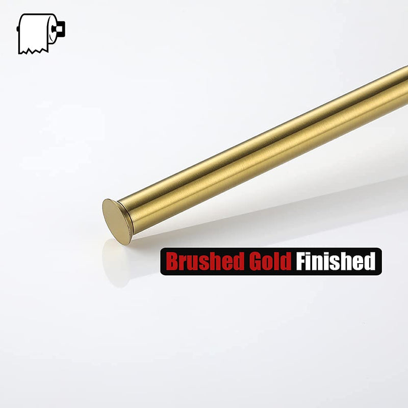 JQK Toilet Paper Storage Stand Gold, 304 Stainless Steel Thicken 0.8mm Tissue Reserve Holder Dispenser for Bathroom, Brushed Gold, TPS180-BG 15.35 Inch Gold & Black Base