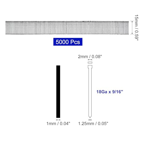 uxcell 5000Pcs 18 Gauge Brad Nails, 9/16" Length Straight Finish Nails, Galvanized Carbon Steel Nails for Woodworking Construction, Silver Blue 9/16" Blue White