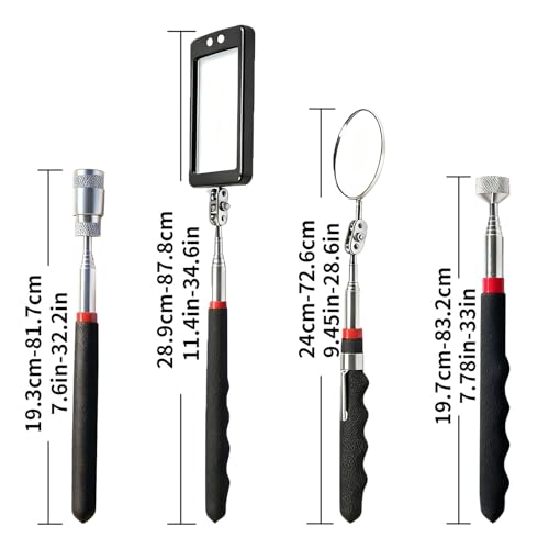 Telescoping Magnetic Pickup Tool Set, for Car and Construction Sites(4 Pcs) 4 Pack Black