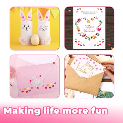 UCEC 5pc Metal Handheld Single Hole Punch, Small Hole Puncher for DIY Craft Heart+Star+Circle Pink 5