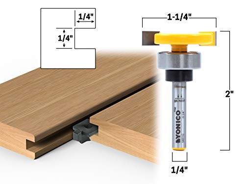 YONICO Top Bearing Slot Cutter Router Bit (1/4" Height - 1/4" Depth - 1/4" Shank) (Pack of 2) 1/4" Height - 1/4" Depth - 1/4" Shank (Pack of 2)