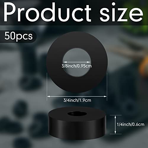 Fabbay 50 Pack Rubber Washers Assortment Kits, 3/4" OD x 3/8" ID x 1/4" Thickness Anti Vibration Neoprene Rubber Spacer Black Round Bushing for Home Hose Garden Screw Car Accessories