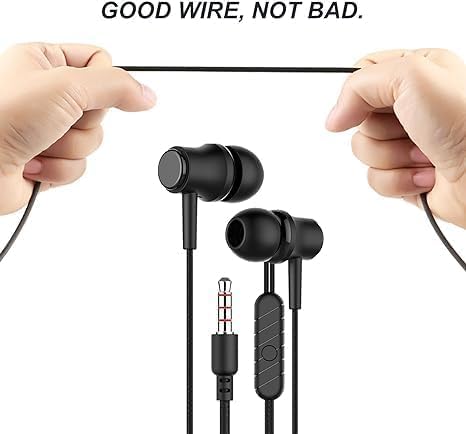 2-Pack Wired Earbuds with Mic and Volume, 3.5mm Stereo in-Ear Headphones, Noise-Isolating for Music, Calls, Gaming & Video Chat, Compatible with Computer and Tablet, Black/White