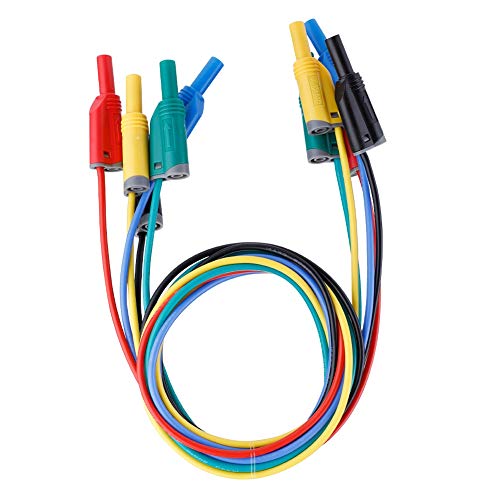 Oumefar Banana Plug Silicone Test s Kit 5pcs 4mm Banana Plug Safety Stackable Wire Stack Test Flexible Wire s for Multimeter 1M