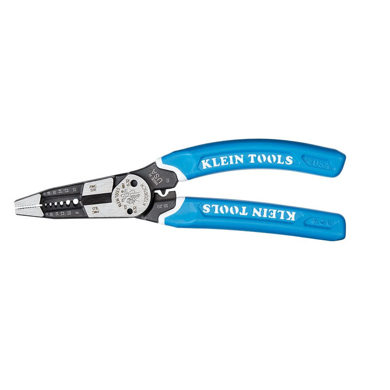 Klein Tools K12065CR Wire Stripper / Cutter / Crimper Tool, Made in USA, for Cutting, Stripping, Crimping, Twisting (8-18 AWG solid, 10-20 AWG stranded) Crimping Pliers