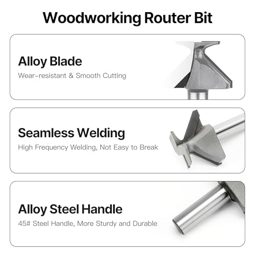 HUHAO 1/2" Shank R18 Arc Bending Router Bit, Carbide Chamfer Router bit, Arc Bending Integrated Seamless Knife Router Bits, Woodworking Router Bits for Milling Cutter with Integrated Knife, 2 Flutes R18 Seamless