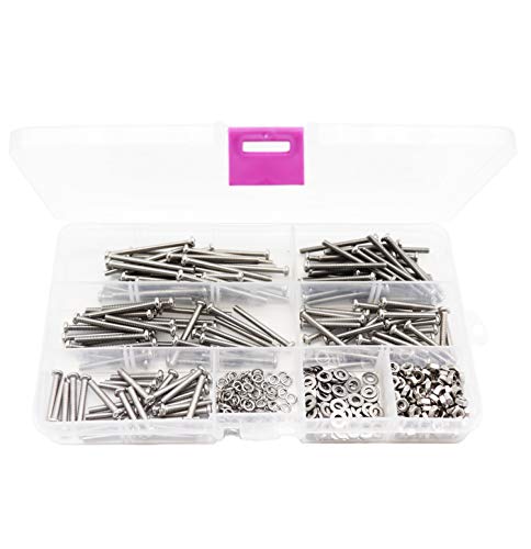 400pcs M3 Pan Head Phillips Machine Screws Nuts Washers Assortment Kit, 304 Stainless Steel,M3 x 20mm/ 25mm/ 30mm/ 35mm/ 40mm