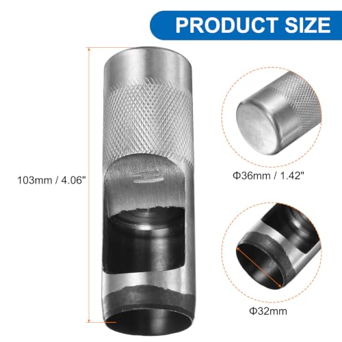 HARFINGTON Leather Round Hole Punch, 32mm Hollow Hole Puncher Cutter Carbon Steel Circle Hole Punching Cutting Tool for Belt/DIY Leather Craft 1