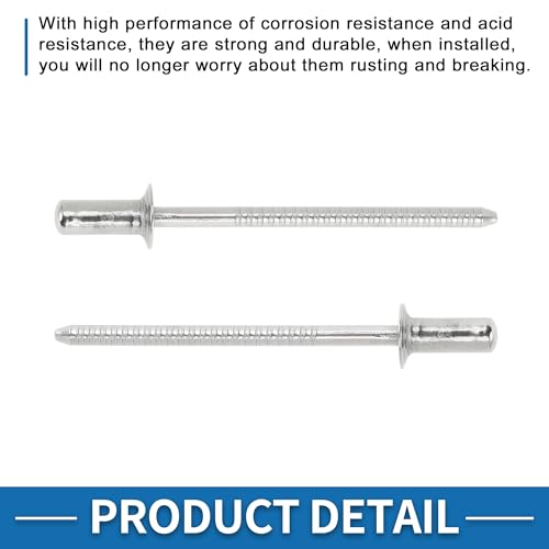 Countersunk Head Closed Sealing Rivets 3.2mm Grip Diameter 6mm Grip Length 6mm Flange Diameter Stainless Steel Silver Tone 50 Pcs