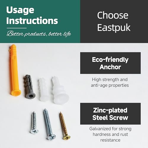 Drywall Anchors and Screws Assortment Kit, 510PCS 255x Plastic Dry Wall Anchors and 255x Truss Flat & Pan Head Zinc Plated Wood Screws, 6 Sizes Wall Hanging Kit 510