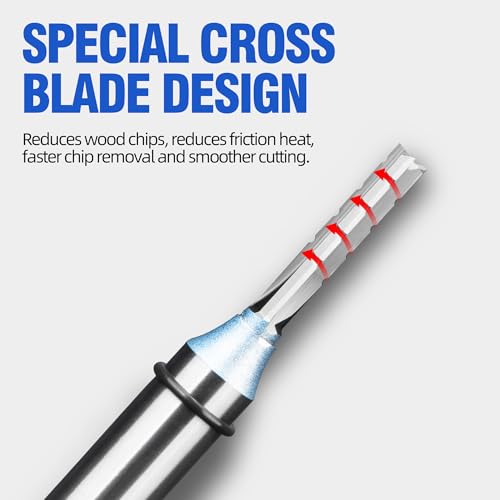 HUHAO TCT Straight Router Bit 1/2" Shank – 3 Flutes Slot Cutter Milling Cutter for Wood, CNC Trimming Slot Bits, TCT Cutters, 38mm Cutting Depth 1/2*8*38