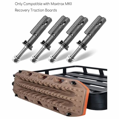 4 Pcs Stainless Steel Locking Pins - 140mm Non-Theft Security Kit with M10 Bolts for MaxTrax MKII Recovery Boards