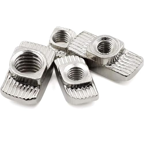 100 Pcs 4545 Series M8 T Nuts, T Slot Nut Hammer Head Fastener Nut, Nickel Plated Carbon Steel Nut for European Aluminum Profile,Drop in T Slot Nuts Assortment Kit(45-M8) 45-M8(100 Pcs）