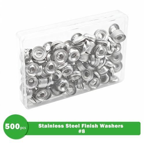 500 Pcs #8 Silver Finish Washers 304 Stainless Steel Finishing Washers Countersunk Cup 500Pcs #8