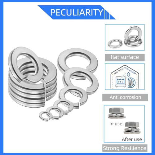 Split Lock Washer, M5 Spring Lock Washer 304 Stainless Steel Lock Washers Assortment Kit for Screws Bolts, Silver, 50PCS 304 Stainless Steel Bright Pickled M5 50PCS