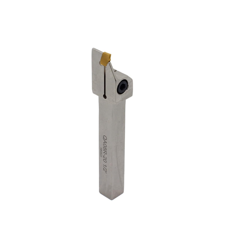 OSCARBIDE 1/2"x1/2"Indexable Parting Grooving Holder,QA08R-20 Heavy Duty Nickel Plated Right -Hand Lathe Cut Off Tool with Carbide Insert GTN-2, 1 Piece
