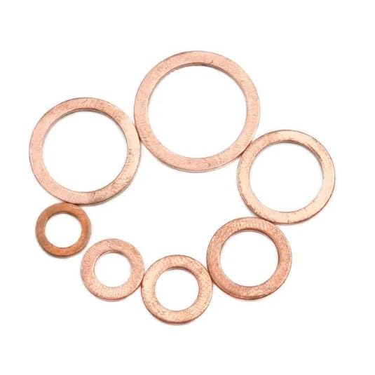 100pcs Flat Copper Washer Assortment Set 9 Sizes M5-M14 O Ring Copper Gaskets Set Flat Ring Seal Kit