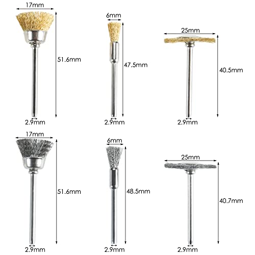 72 PCS Wire Wheel Brushes Kit Brass and Steel Wire Wheels Pen Brushes Set for Rotary Tools Polish Clean Tools