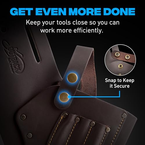 OX Tools Leather Tool Holsters & Pouches – Hammer, Tape Measure, Utility & Roofer’s Knife Holders – Durable Oil-Tanned Leather for 2" Tool Belts Drill Holster