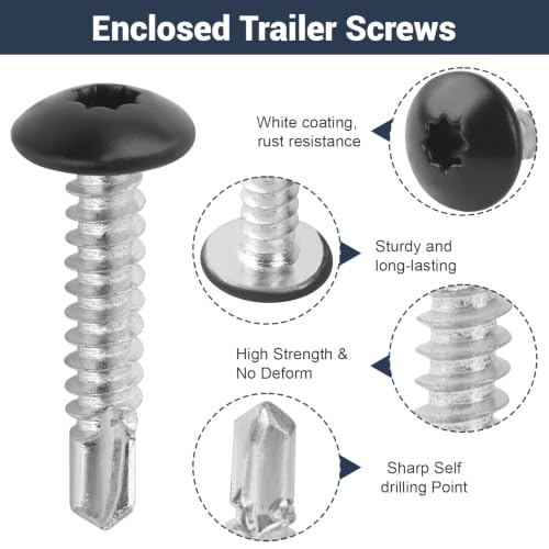 Black #10 x 1 in Enclosed Trailer Screws Self Tapping for RV - 150 Pcs Black 1 inch