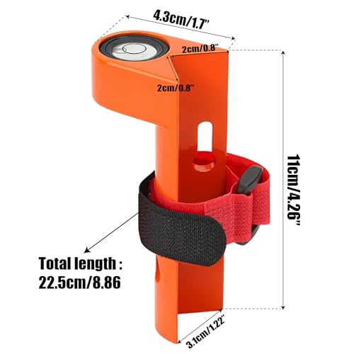  [AUSTRALIA] - Adjustable Grade Rod Level - Bubble Level for Aluminum Alloy Handheld Fixed Right Angle Strap with Tie Large 10-min Vial - Orange Portable Measuring Instrument Special Horizontal For Tower Ruler (1)