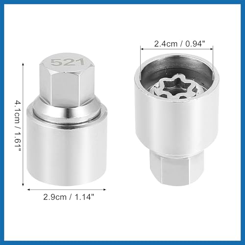 521 Automotive Wheel Lock Lug Nut Anti Theft Lug Nut Screw Removal Socket Key Wheel Lock Key for Volkswagen Touareg Scirocco Phaeton Tiguan Item Replacement
