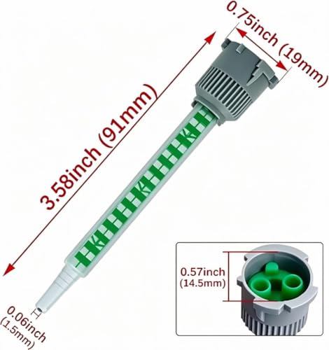 20 Pack of Epoxy Adhesive Mixing Nozzles Tip,16-Element Adhesive Applicator Resin Mixer Static Dispensing Nozzle for 50ml AB Two-Component Cartridges(1:1/1:2 Ratio)