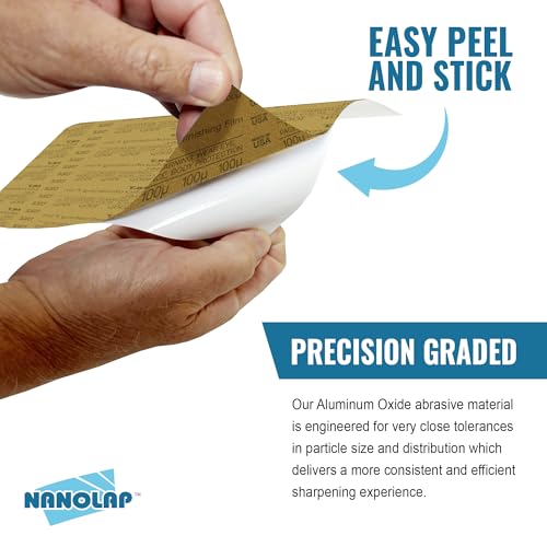 PSA Microfinishing Film, 3 Pc 80 Micron (180 Grit) Adhesive Polishing Paper, 8-1/2” x 11” Fine Sanding Film for Scary Sharp Sharpening System, Lapping, or Polishing Jewelry, Aluminum Oxide AO