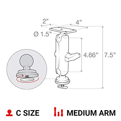 RAM MOUNTS Track Ball Mount for Humminbird Helix 7 RAM-202-24-354-TRA1U with Medium Arm Compatible with RAM Tough-Track System