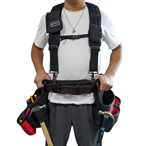  [AUSTRALIA] - MELOTOUGH Padded Tool Belt with D ring for men construction Strong Durable Double Metal Roller Buckle,adjustable waist 44'-53'thick confortable foam padding (XXL) Adjustable 44"- 53"