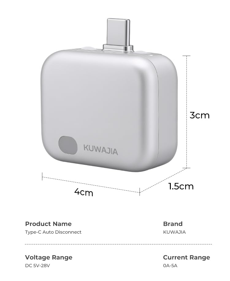 2PCS KUWAJIA 140W AI Smart Recognition Auto-Unplugger, Physical Disconnect Battery Guard, Auto-Eject on Full Charge, Fast Charging Adapter for iPhone/Android Phones,/Earphones 2