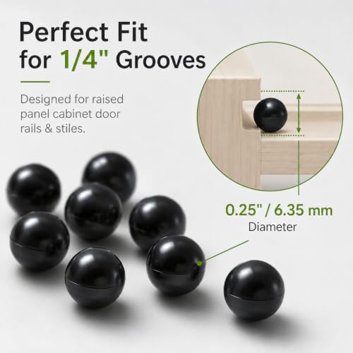 Space Balls for Raised Panel Cabinet Doors,1000 Pcs Rubber Ball Spacers Fits for 1/4" Groove in Cabinet Door Rails and Stiles,Keep Wood Door Panels from Moving Rocking Around and Stopping the Ratte
