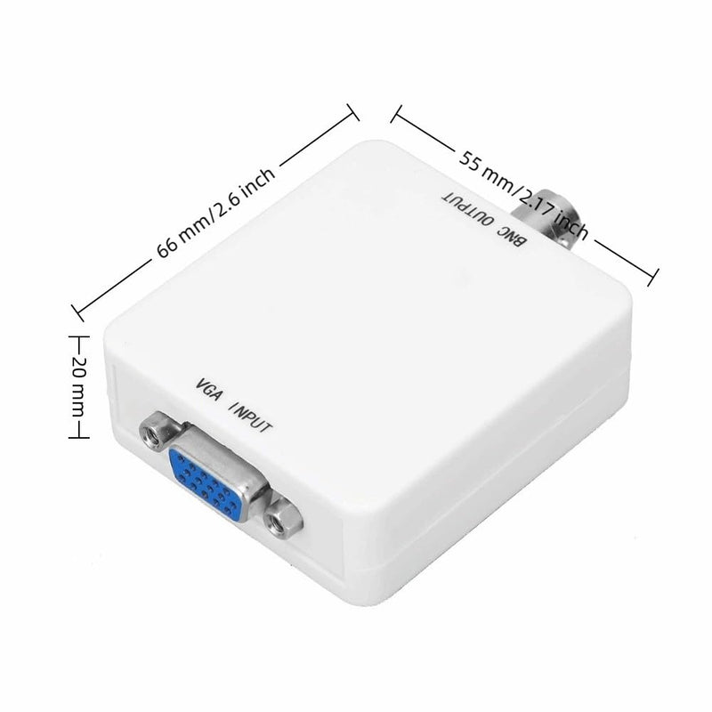 VGA to BNC Converter, 1920x1080@60Hz HD Video Adapter with Audio Input, PAL/NTSC Plug and Play for TV, Home Theater, Video Conferencing