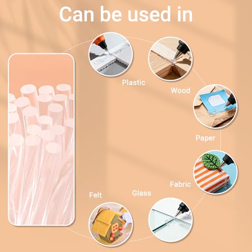 50 Pack Crystal Clear Hot Glue Sticks - 4" Long x 0.27" Diameter Mini Hot Glue Sticks for Fabric, Wood, Metal, Glass, Plastic, Floral 50 Pack/0.27x4 inch