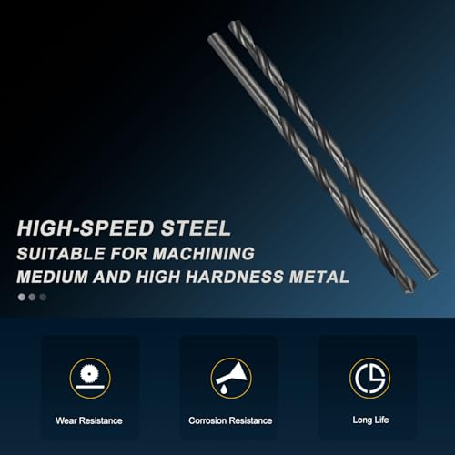 PATIKIL 12mm Drill Bit 250mm Extra Long Shank M2 HSS for Metal 2Pack 2