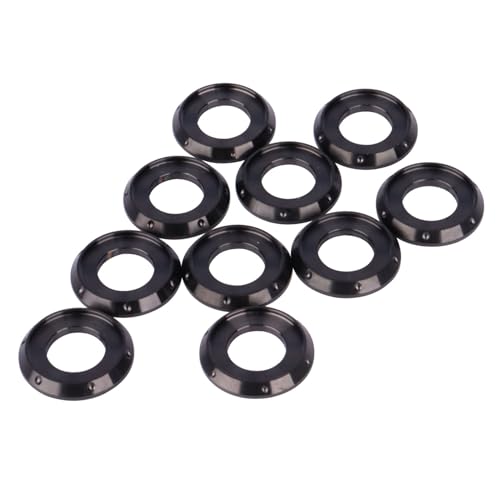 10Pcs Titanium Flange Washer M5 M6 M8 M10 Spacer Washer for Motorcycle Car (Black, M10) Black