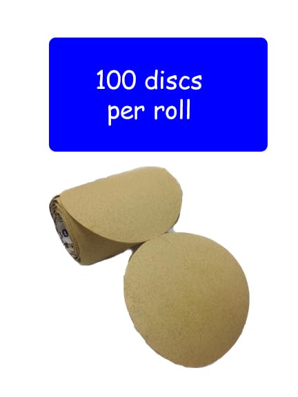 Karebac LR6C220 Premium Gold 6" PSA 220 C-Weight Aluminium Oxide Stearated 100 Sanding Discs/Linkroll Grit Sanding Discs, 220 Grit