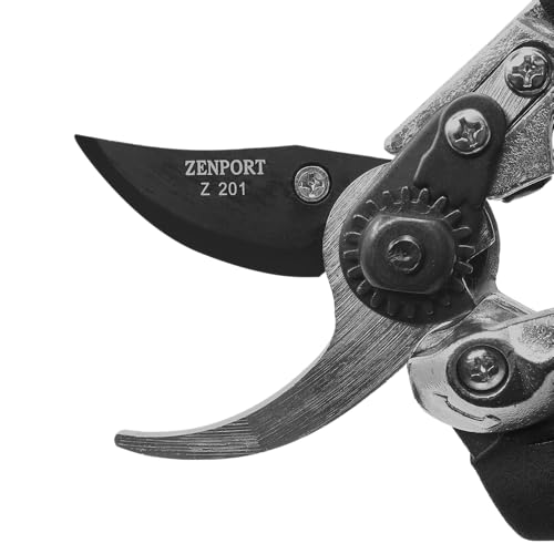 Zenport Z201 Heavy Duty Pruner, Bypass Euro, Black Handles, Steel, 8-Inch 1
