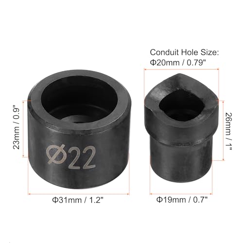 HARFINGTON 2set Conduit Punch and Die 22mm Chrome Steel Manual Knockout Punch Conduit Hole Cutter Set for Hydraulic Knock Out Driver