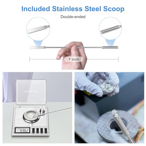Fuzion Digital Milligram Scale, 50g/0.001g Powder Scale with 6 Accessories Silver