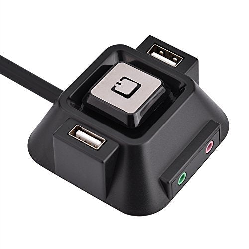 Zerone Desktop PC Switch Button Electricity Supply On/Off Reset HDD Push Button Reset Switch + USB Ports + Audio Ports for Desktop Computer Case