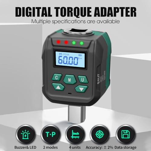 1/2" Digital Torque Wrench Adapter, ±2% Accuracy, 1.3-44.2 Ft-lb 1.3-44.2 Ft-lb (1.8-60 Nm)