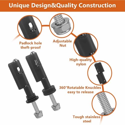 4 Pcs Stainless Steel Locking Pins - 140mm Non-Theft Security Kit with M10 Bolts for MaxTrax MKII Recovery Boards