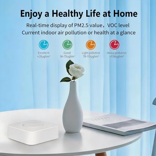 Smart WiFi 6 in 1 Air Quality Monitor, Intelligent Air Housekeeper, Mobile App Remote Control, PM2.5/PA/TVOC/CO2/Temperature/Humidity Detector for Home & Office, 2.4 GHz Wi-Fi Required Wifi Six-in-One