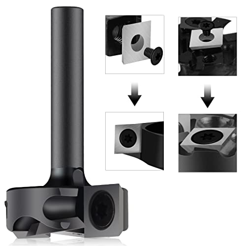 SpeTool CNC Spoilborad Surfaing Router Bit 1" Cutting Diameter 2+2 Flute with 1/4" Shank Router Planning Dado Cleaning Planer Bit 1 inch carbide insert bit