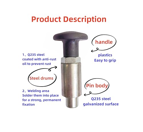 Handle Spring-Loaded Pull pins, Welded Barrel Pull Rod knobs, Screw Locks, Steel Spring plungers/Dowel pins (2, Dia:1/2in.-Black) 2